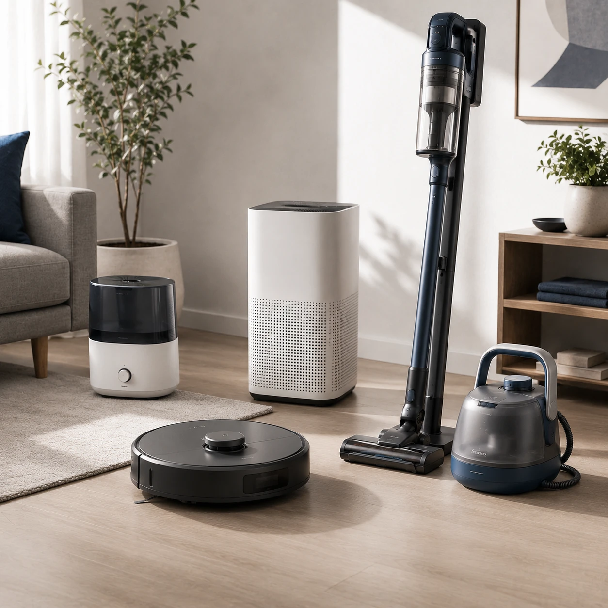 Modern home care appliances including vacuums and air-quality devices